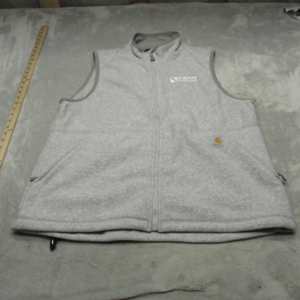 Carhartt Edmonton Vest Mens Large Gray Relaxed Fit‎ Fleece Full Zip Outdoor LOGO
